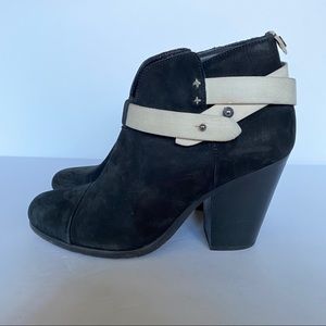Rag & Bone Harrow Black White Nubuck Boots Sz 8.5